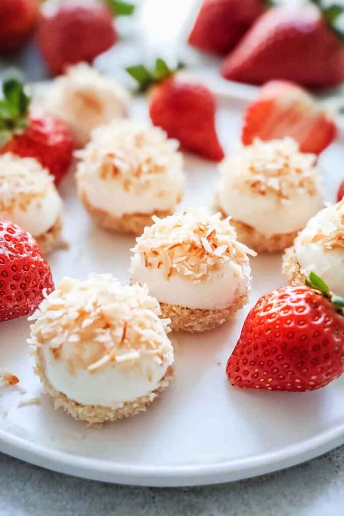 How to Serve Strawberry Coconut Cheesecake Bites