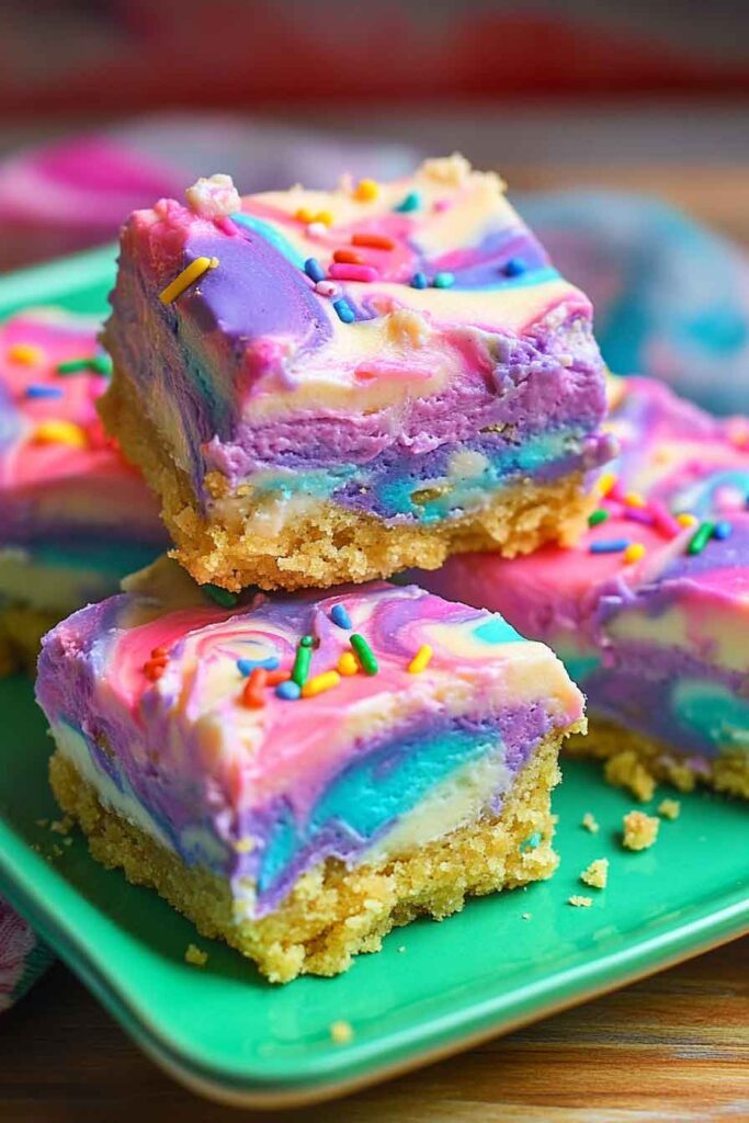 How to Serve Unicorn Cheesecake Bars
