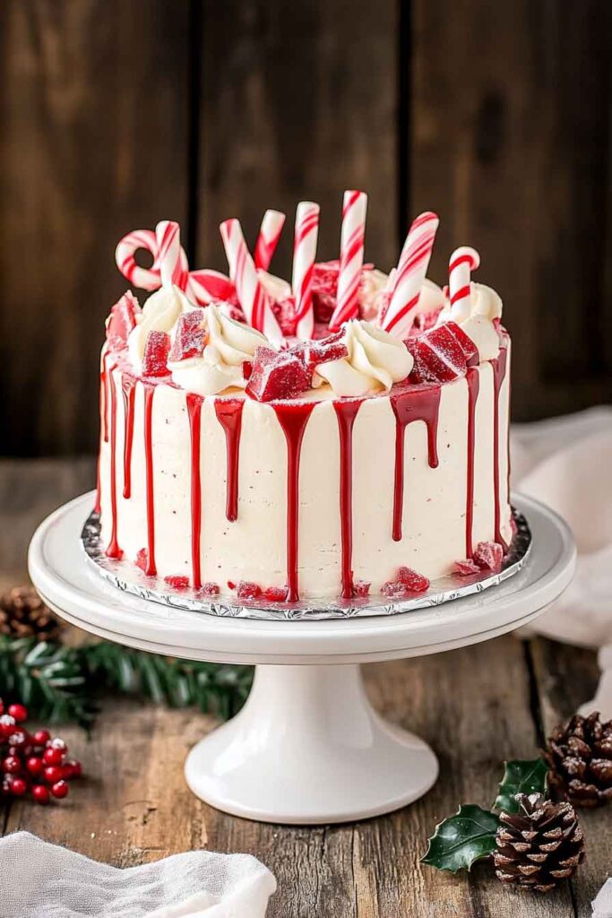 How to Serve White Chocolate Candy Cane Cake