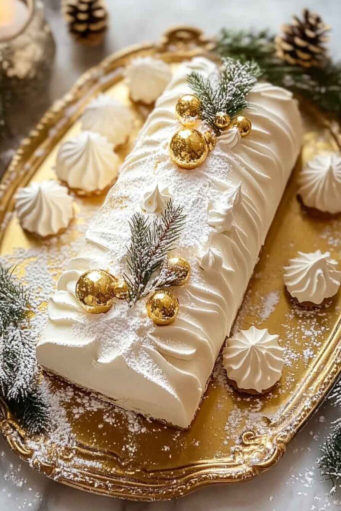How to Serve White Christmas Bûche de Noël