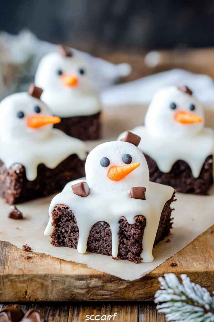 How to Serve Snowman Brownies