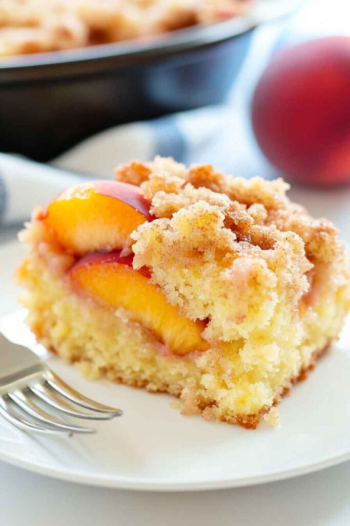 How to Serve Peach Streusel Cake