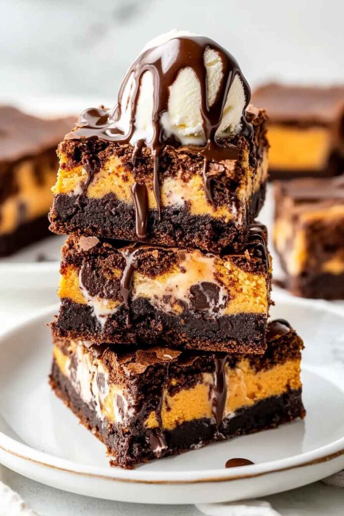 How to Serve Pumpkin Cheesecake Brownies